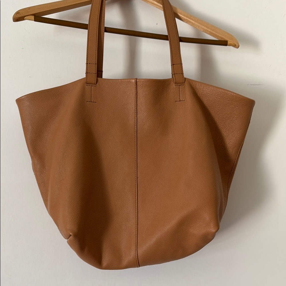 Anthropology Tan Leather Tote Bag